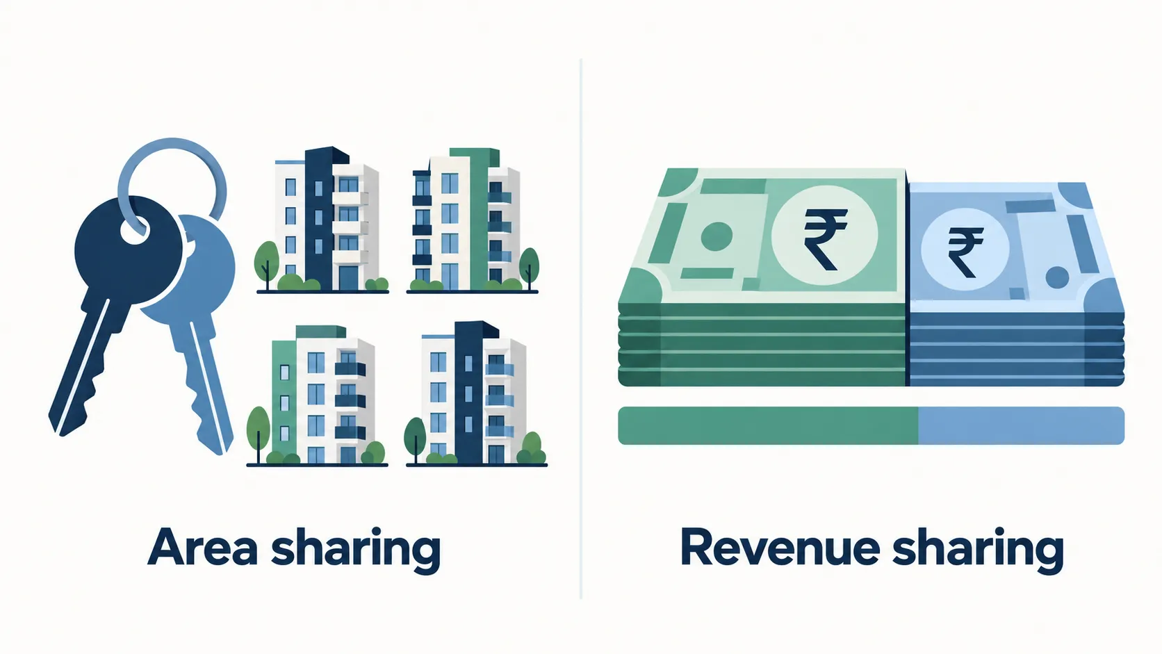Comparison of area sharing and revenue sharing in a joint development agreement